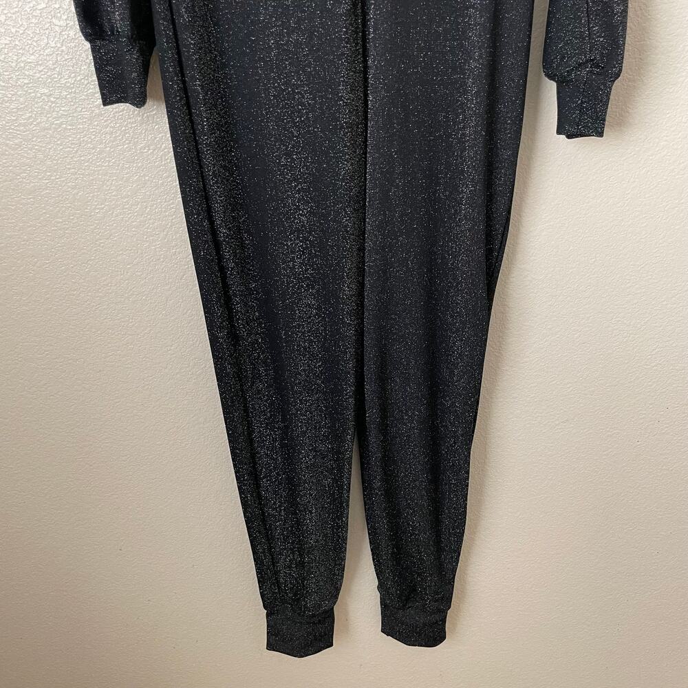 Savage X Fenty Jumpsuit Womens Medium Black Sleep & Shine Hooded Glitter Casual - Picture 6 of 11